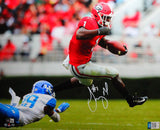 Sony Michel Autographed Georgia Leap W/ Ball 16x20 HM Photo- Beckett W *White