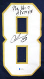 Chase Claypool Autographed Navy College Style Jersey w/ PLACT- Beckett W *Black