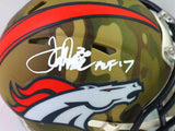 Terrell Davis Autographed Broncos Camo Mini Helmet w HOF- Beckett W *White