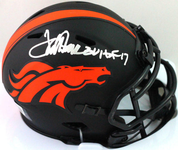 Terrell Davis Signed Broncos Eclipse Speed Mini Helmet w HOF- Beckett W *Silver