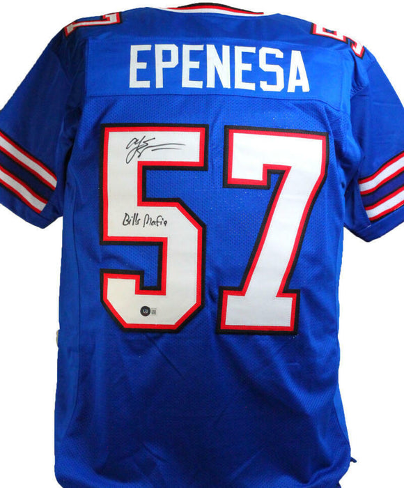 AJ Epenesa Autographed Blue Pro Style Jersey w/ Bills Mafia- Beckett W *Black