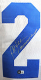 Marshall Faulk Autographed White/Blue Pro Style Jersey w/SB- Beckett W*Silver *2