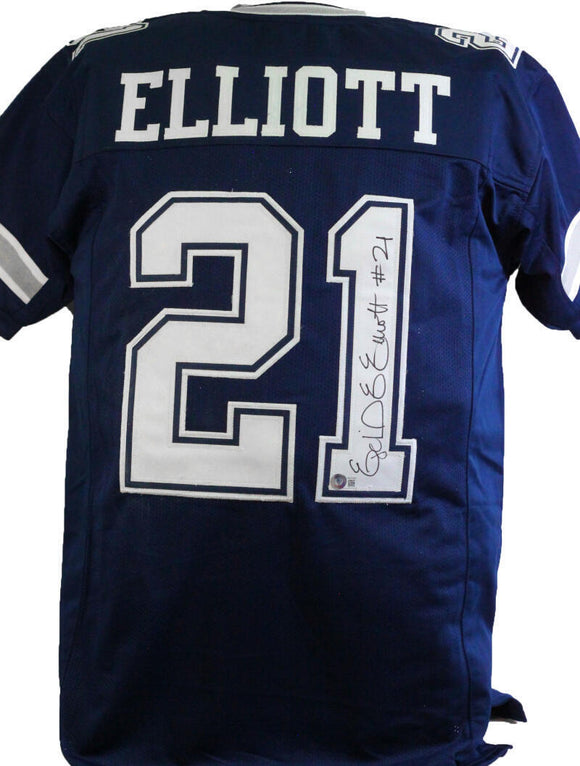 Ezekiel Elliott Autographed Blue Pro Style Jersey-Beckett W Hologram *Black