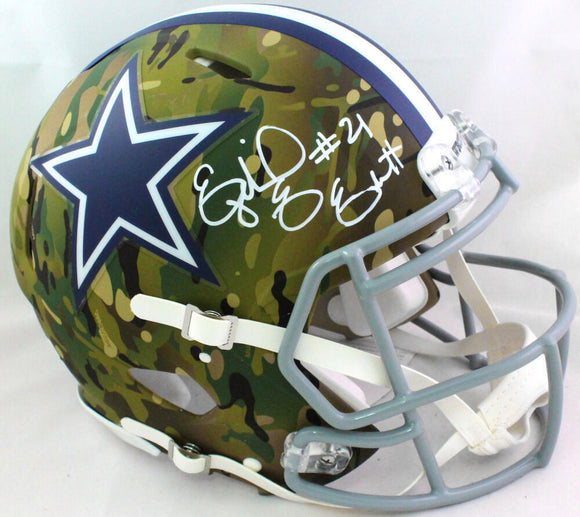 ezekiel elliott's new football helmet Ezekiel Elliott Autographed Cowboys Authentic Camo F/S Helmet- Beckett W *White