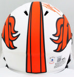 John Lynch Autographed Denver Broncos Lunar Mini Helmet- Beckett W *Orange