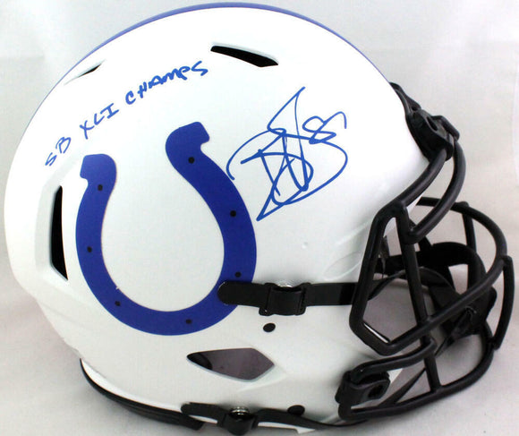 Reggie Wayne Signed Colts F/S Lunar Speed Authentic Helmet W/SB Champs- PSA*Blue