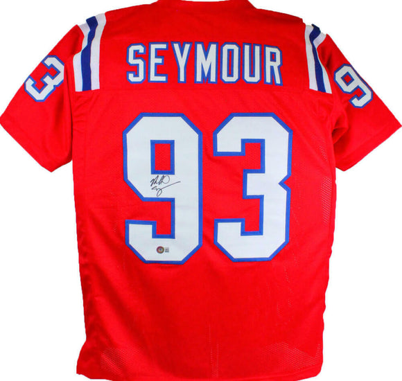 Richard Seymour Autographed Red Pro Style Jersey- Beckett W *Black