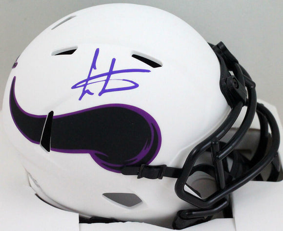 Cris Carter Autographed Vikings Lunar Speed Mini Helmet- JSA W *Purple