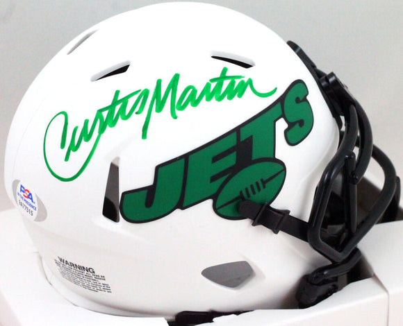 Curtis Martin Autographed NY Jets Lunar Mini Helmet- PSA/DNA *Green