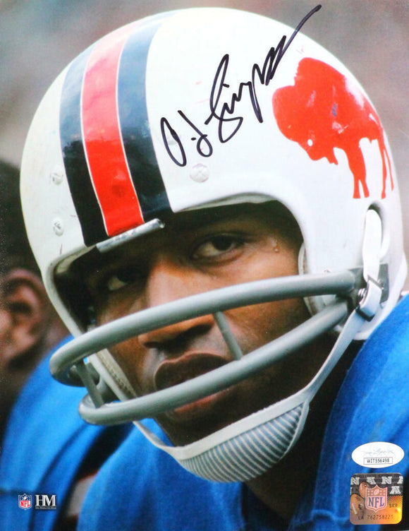 OJ Simpson Autographed Buffalo Bills Close Up 8x10 HM Photo- JSA W *Black