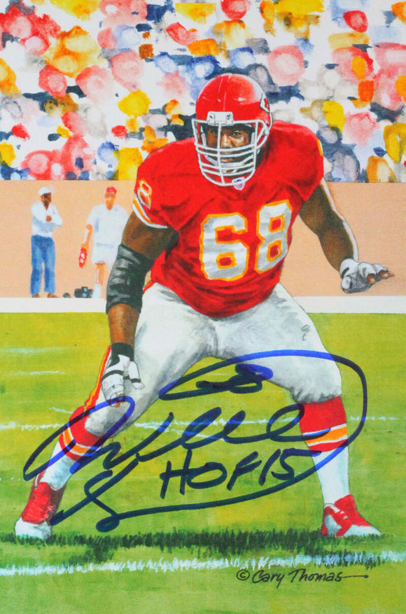 Will Shields Autographed Kansas City Chiefs Goal Line Art Card w/ HOF- Beckett *Blue