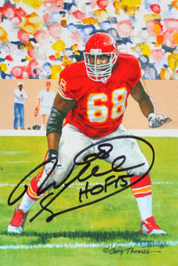 Will Shields Autographed Kansas City Chiefs Goal Line Art Card w/ HOF- Beckett *Black