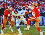 Lawrence Taylor Autographed Giants Vs 49ers 16X20 FP Photo HOF- Beckett W *Blue