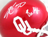 Kyler Murray/ Baker Mayfield Autographed Schutt Mini Helmet- Beckett W *White