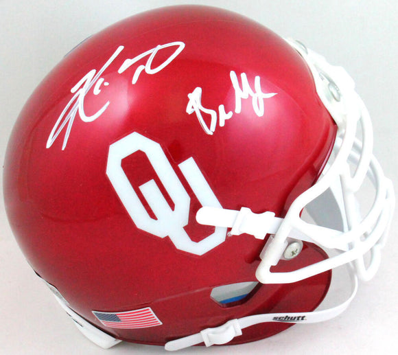 Kyler Murray/ Baker Mayfield Autographed Schutt Mini Helmet- Beckett W *White