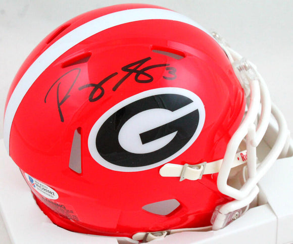 Roquan Smith Autographed Georgia Bulldogs Speed Mini Helmet- Beckett W *Black