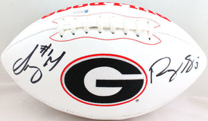 Roquan Smith/Sony Michel Autographed GA Bulldogs Logo Football- Beckett W *Black