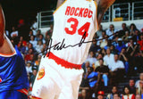 Hakeem Olajuwon Houston Autographed 16x20 PF Fade Away Jumper Photo v. Knicks- B