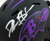 Deion Sanders Signed Baltimore Ravens Eclipse Mini Helmet- BA W Holo *Silver