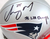 Sony Michel Autographed NE Patriots Mini Helmet w/ SB Champs- Beckett W *Black