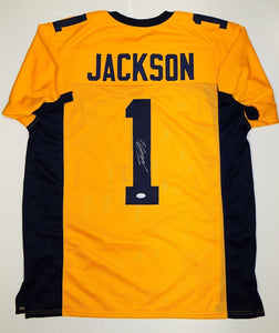 DeSean Jackson Autographed Gold College Style Jersey- JSA Authenticated