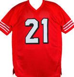 Deion Sanders Autographed Red Pro Style Stat Jersey- Beckett W *Black *1