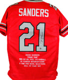 Deion Sanders Autographed Red W/ Black Pro Style Stat Jersey- Beckett Auth *U1