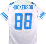 TJ Hockenson Autographed White Pro Style Jersey- Beckett W Holo *Black