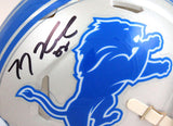 TJ Hockenson Autographed Detroit Lions Speed Mini Helmet- Beckett W Holo *Black