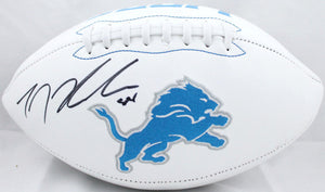 TJ Hockenson Autographed Detroit Lions Logo Football- Beckett W Hologram *Black