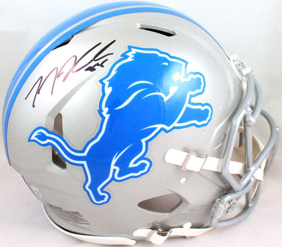 TJ Hockenson Signed Detroit Lions F/S Speed Authentic Helmet- Beckett W *Black