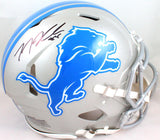 TJ Hockenson Signed Detroit Lions F/S Speed Authentic Helmet- Beckett W *Black