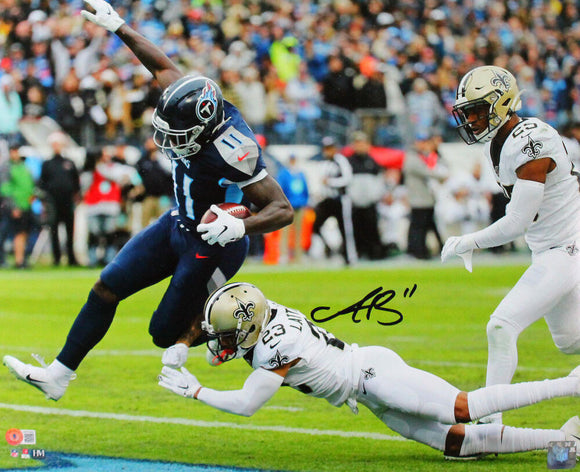 AJ Brown Autographed Titans 16x20 Catch Vs Saints Photo- Beckett W *Black