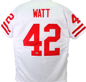 TJ Watt Autographed White College Style Jersey- Beckett W Hologram *Black