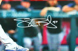 Shane Bieber Autographed Cleveland Indians 16X20 Pitching Side View- BA W Holo