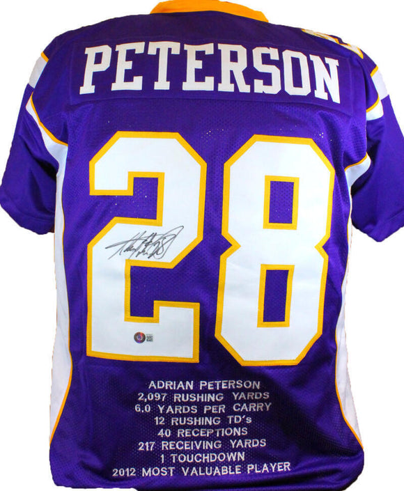 Adrian Peterson Signed Purple Pro Style Stat Jersey- BeckettW Hologram *Black *2