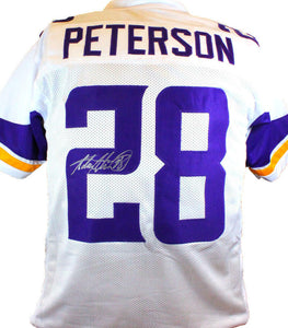 Adrian Peterson Autographed Solid White Pro Style Jersey- Beckett W Hologram *2