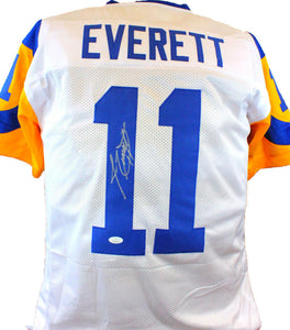 Jim Everett Autographed White Pro Style Jersey- JSA W Auth *Silver