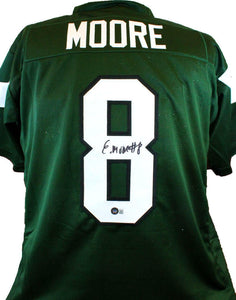 Elijah Moore Autographed Green Pro Style Jersey - Beckett W Hologram *Black