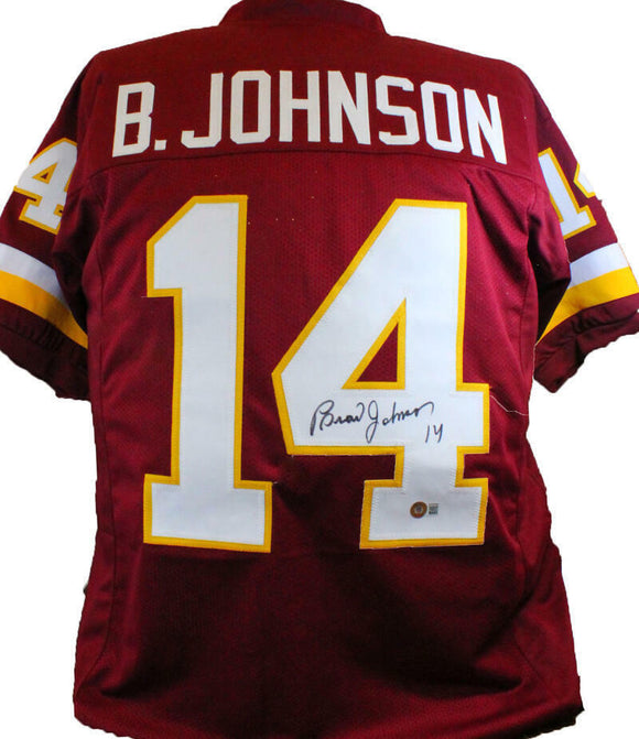 Brad Johnson Autographed Maroon Pro Style Jersey- Beckett W Hologram *Black