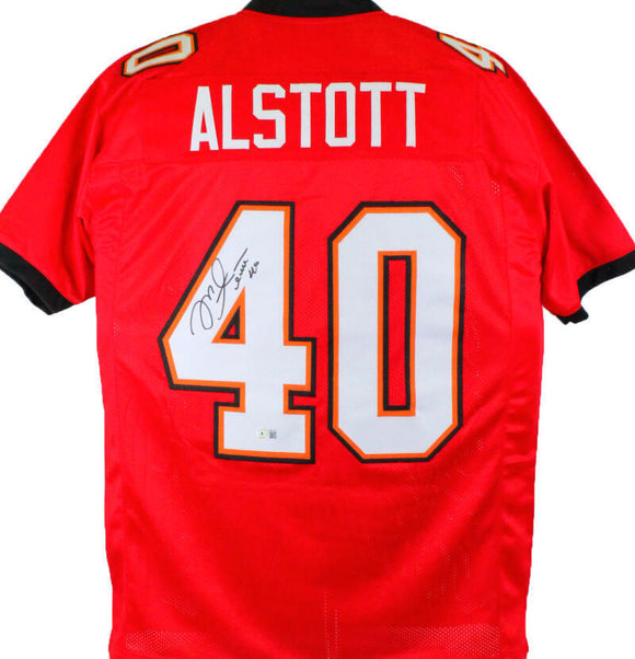 Mike Alstott Autographed Red Pro Style Jersey- Beckett W Hologram *Black