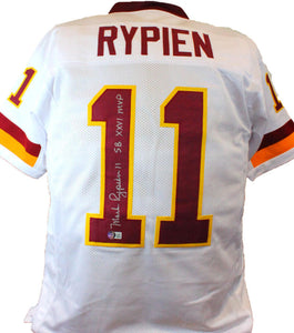 Mark Rypien Autographed White Pro Style Jersey W/ SB MVP- Beckett W Hologram *S