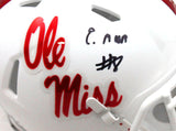 Elijah Moore Autographed Ole Miss Speed Mini Helmet- Beckett W Hologram *Black