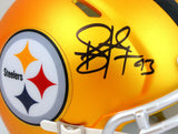 Troy Polamalu Autographed Steelers Blaze Speed Mini Helmet- Beckett W Hologram