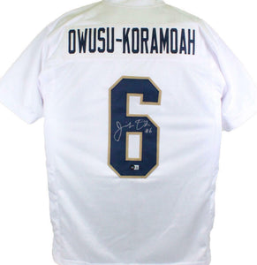 Jeremiah Owusu-Koramoah Signed White College Style Jersey- BA W Hologram *Silver