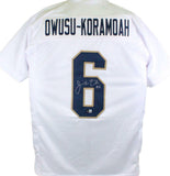 Jeremiah Owusu-Koramoah Signed White College Style Jersey- BA W Hologram *Silver