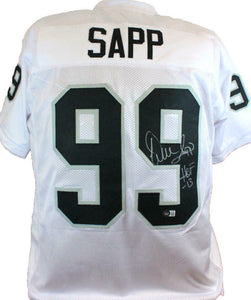 Warren Sapp Autographed White Pro Style Jersey w/ HOF - Beckett W Hologram