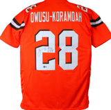 Jeremiah Owusu-Koramoah Autographed Orange Pro Style Jersey-BA W Hologram *Black