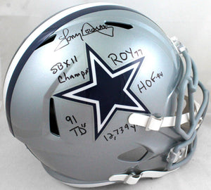 Tony Dorsett Autographed Dallas Cowboys F/S Speed Helmet w/ 5 Insc- BA W Holo