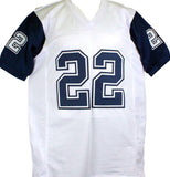 Emmitt Smith Autographed White/Blue Pro Style Jersey- Beckett W Hologram *Silver